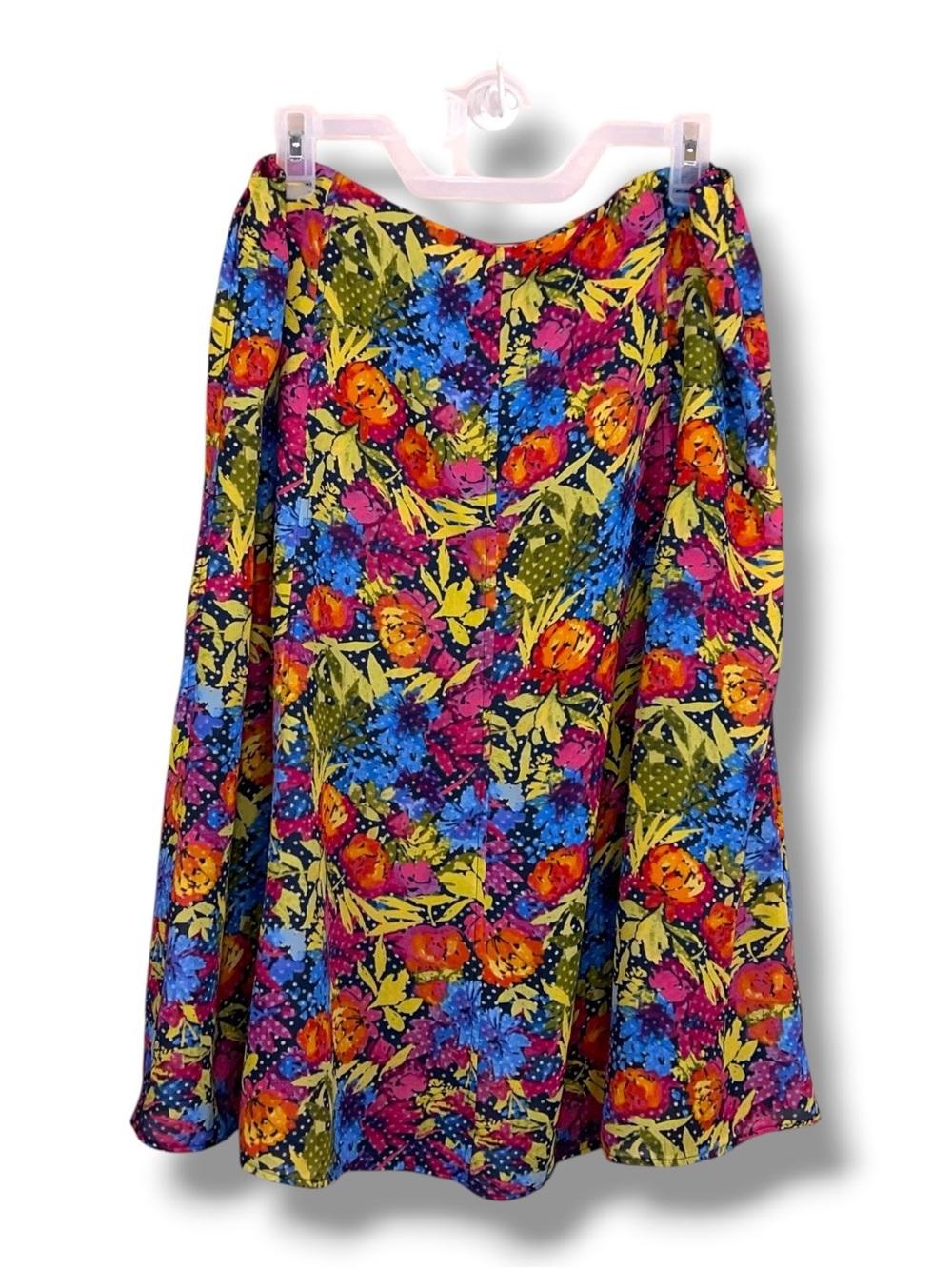 Size 16 Christopher And Banks Colorful Floral Polka Dot Skirt Aline Lined